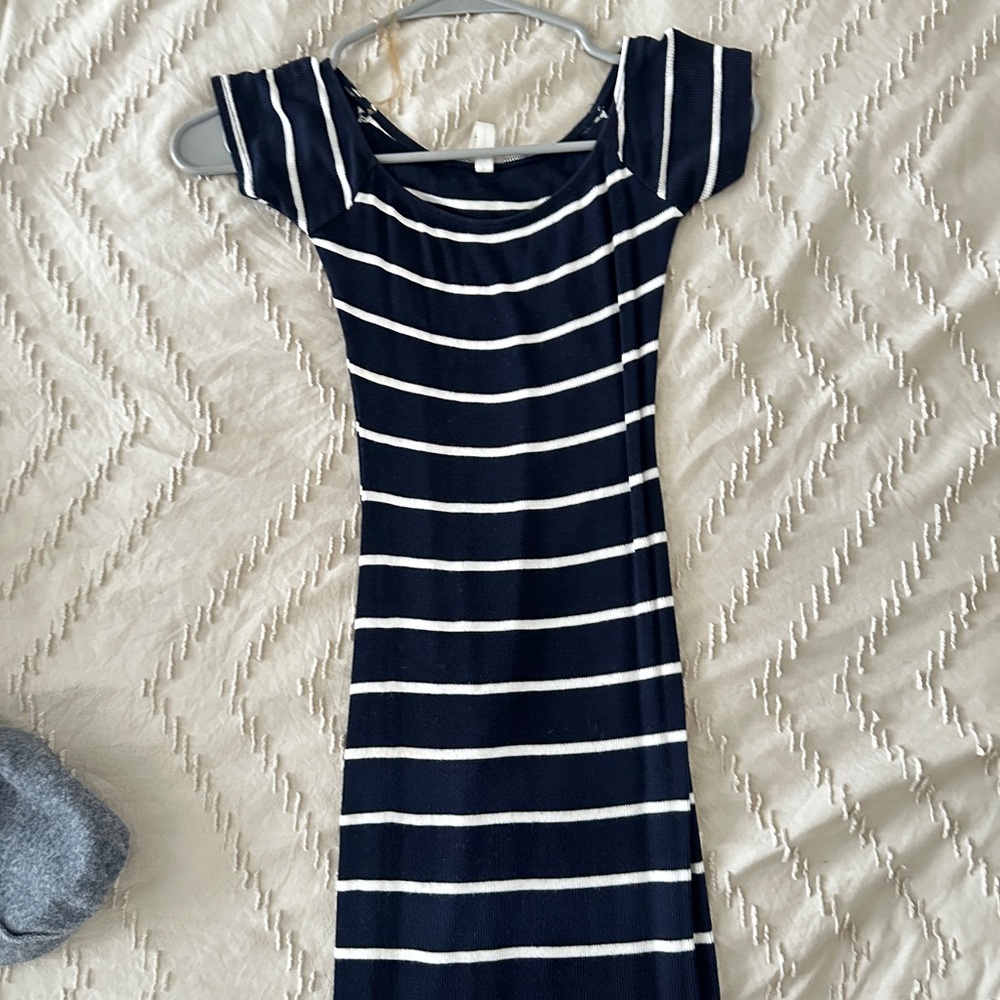 Navy and White Striped Dress